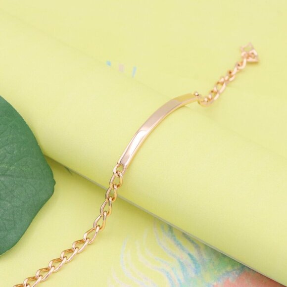 "Minimalist Polished Rose Gold Bracelet with Sleek Bar Accent, XPBL1106 - Picture 4 of 14